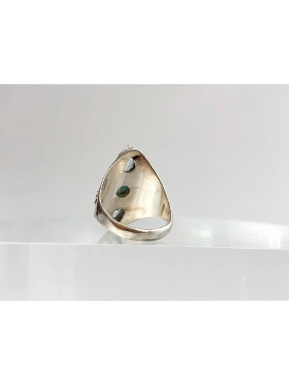 Larimar & Blue Topaz Gemstone Indian Sterling Silver 925 Vintage Ring - sz 9